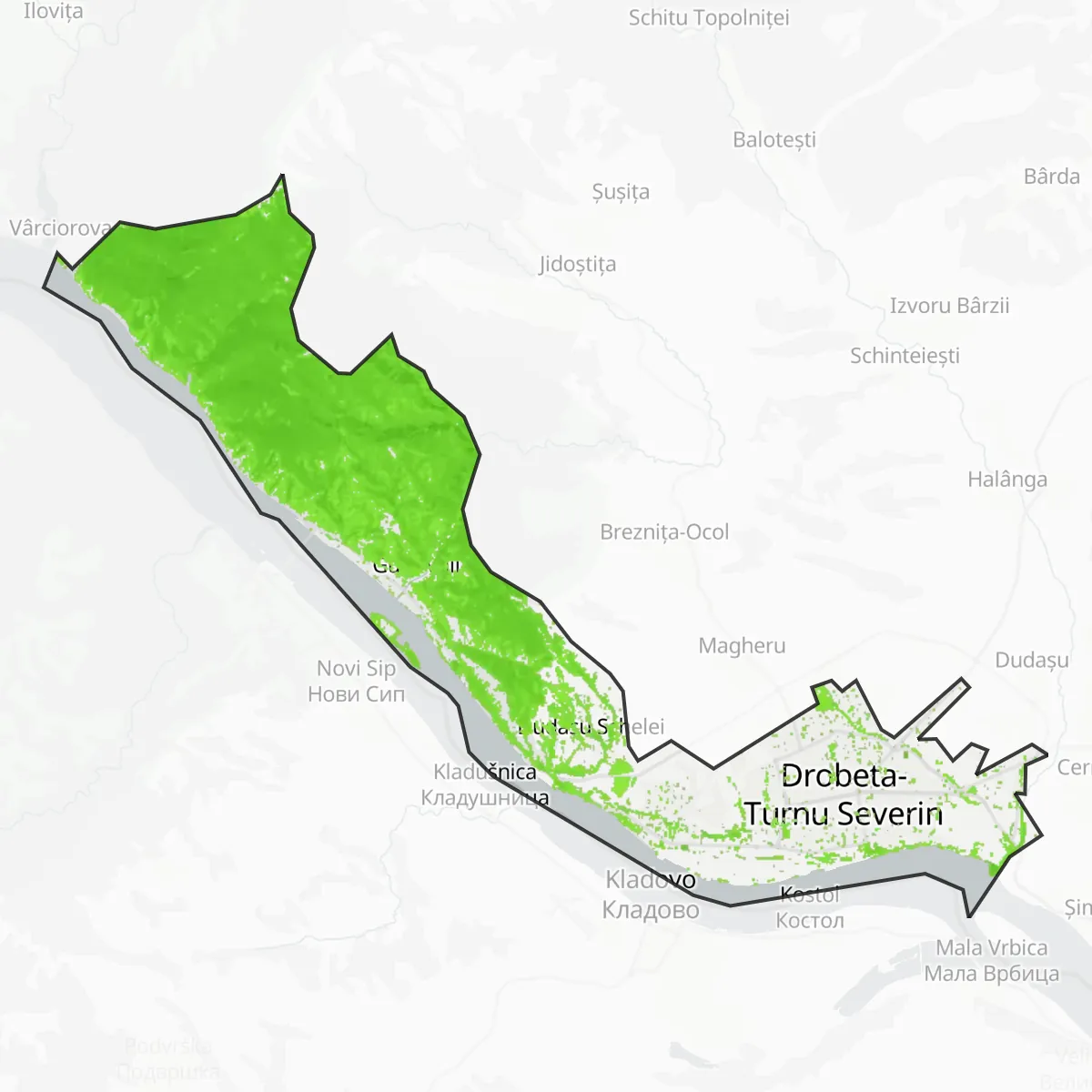 Zelený pokryv — Drobeta-Turnu Severin